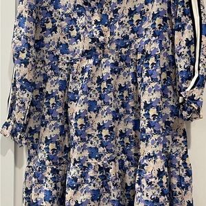 Vibe Kids Casual Dress - Blue and Cream Floral